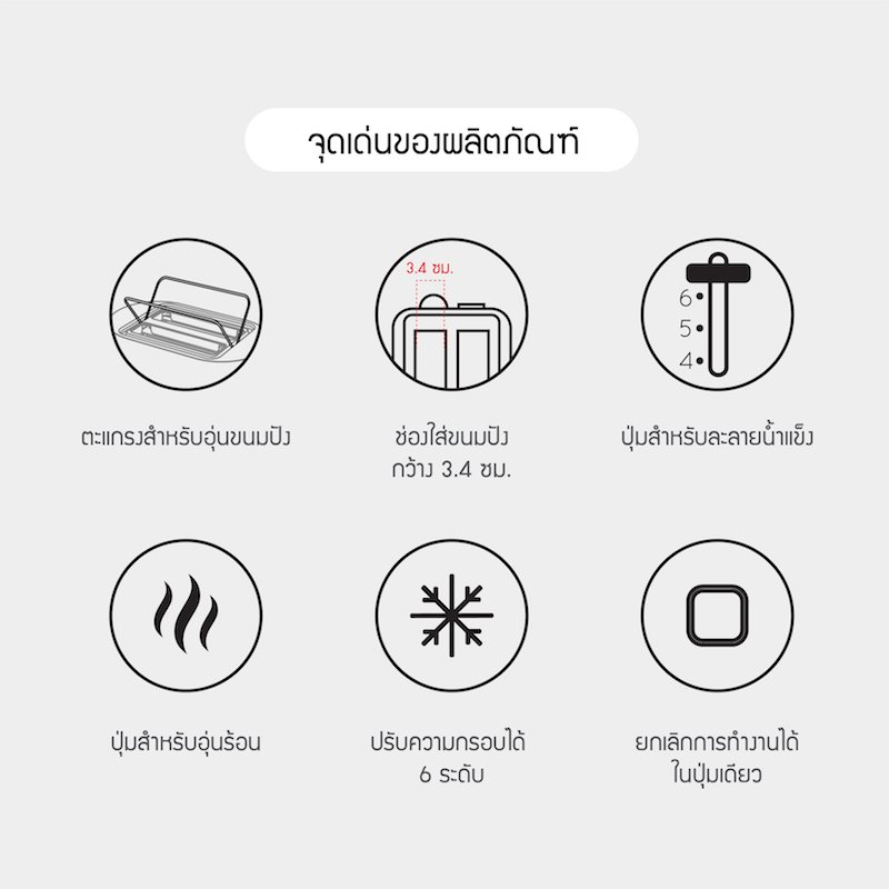 จุดเด่นเครื่องปิ้งขนมปัง Crispy Toaster จุดเด่นเครื่องปิ้งขนมปัง Crispy Toaster